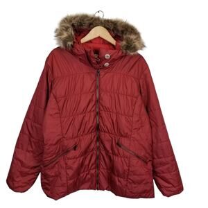 Columbia Women's Sparks Lake Omni Heat Hooded Puffer Coat Jacket Rusty Red XXL